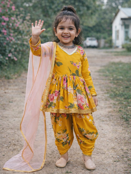 Heavy Fox Georgette Dhoti Salwarr Suit OC-160 Yellow Master