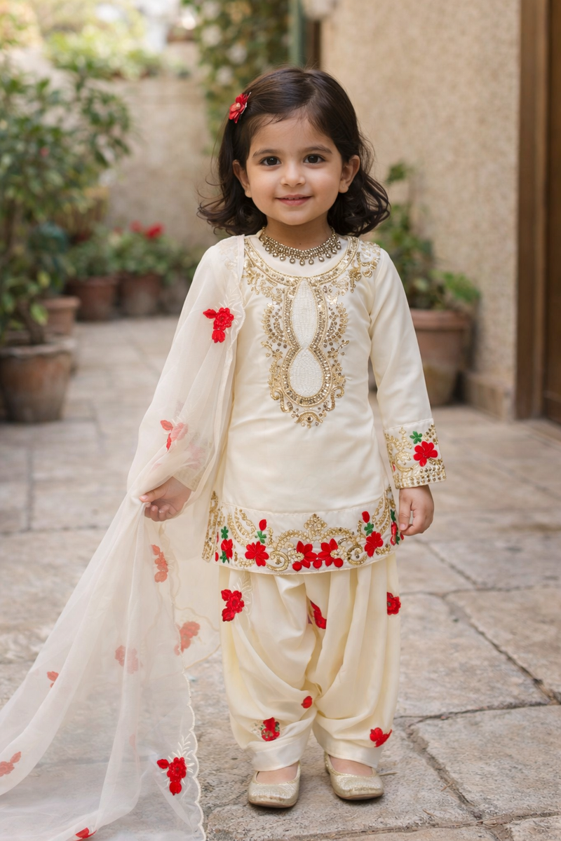 Premium Beautiful Kids Top Salwar And Dupatta Set