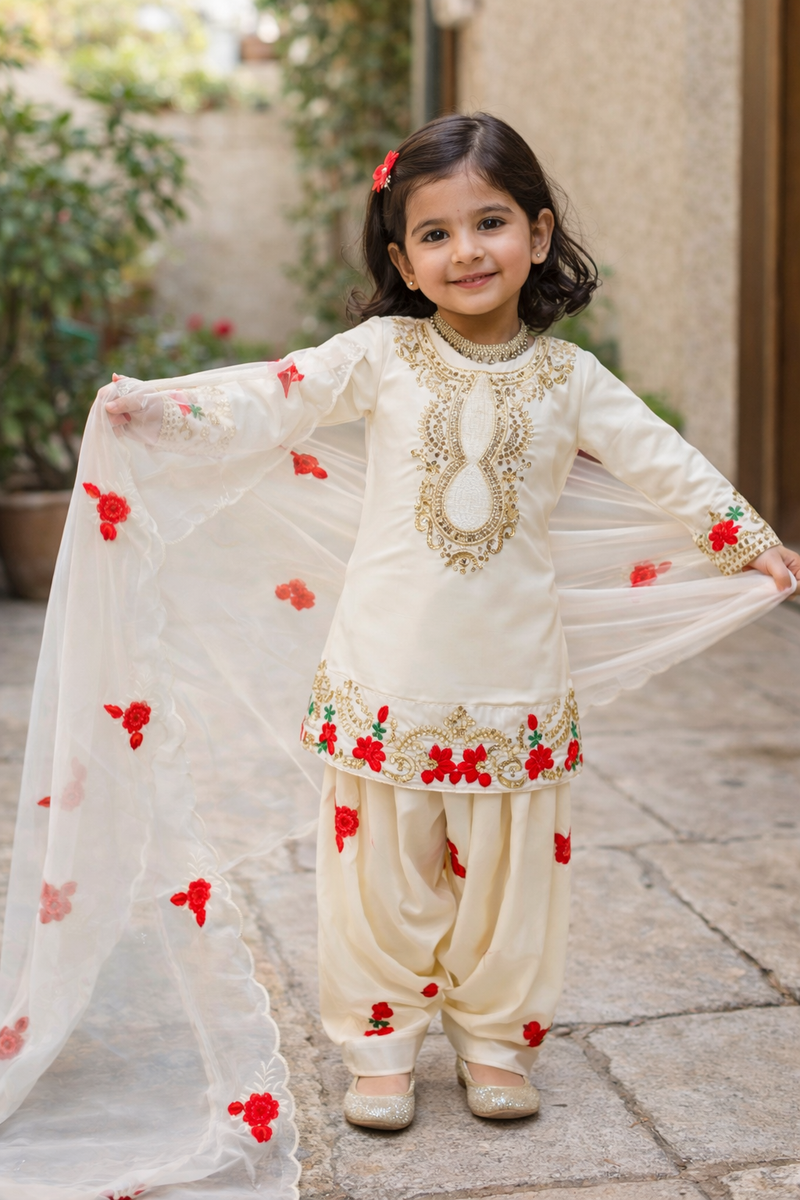 Premium Beautiful Kids Top Salwar And Dupatta Set