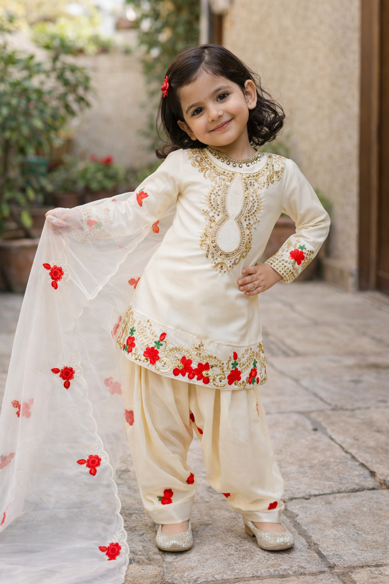Premium Beautiful Kids Top Salwar And Dupatta Set
