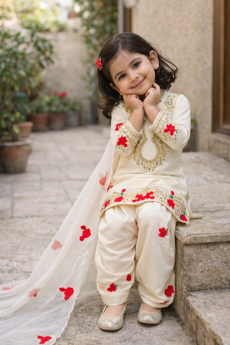 Premium Beautiful Kids Top Salwar And Dupatta Set