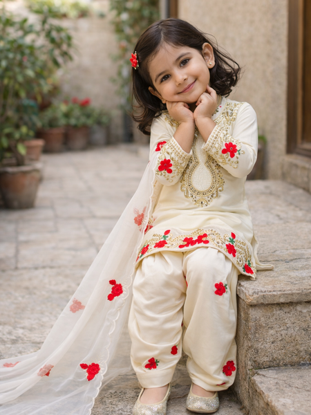 Premium Beautiful Kids Top Salwar And Dupatta Set