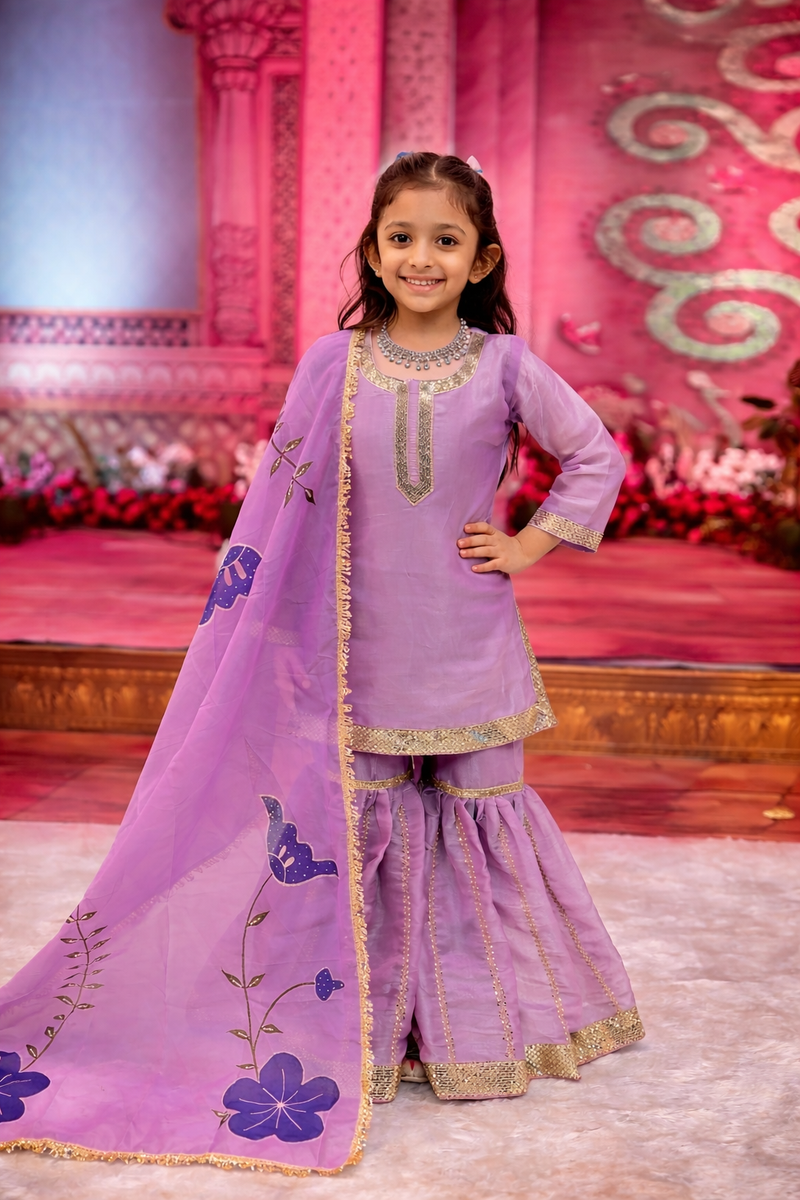 Premium Beautiful Kids Top Sharara And Dupatta Set