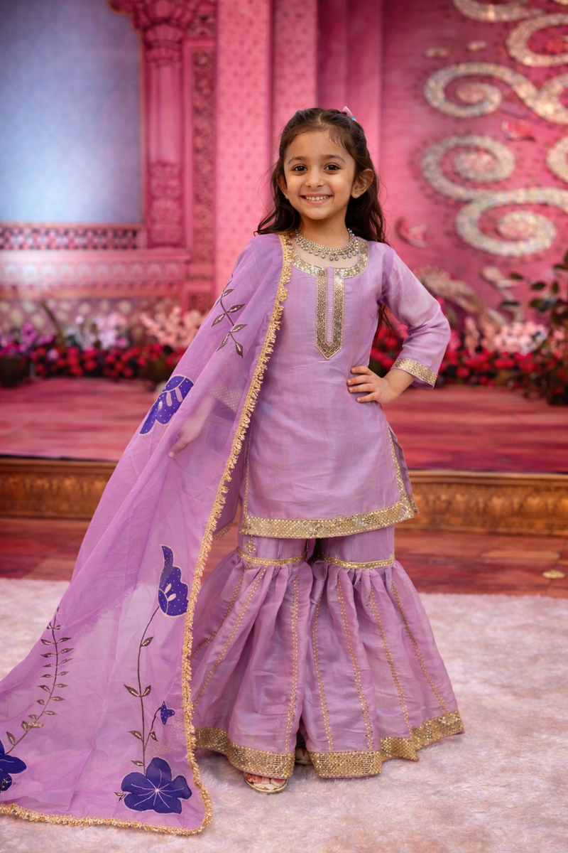 Premium Beautiful Kids Top Sharara And Dupatta Set