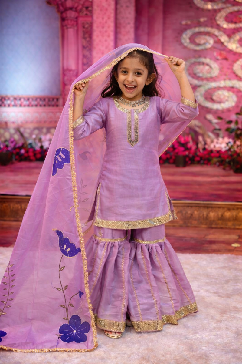 Premium Beautiful Kids Top Sharara And Dupatta Set