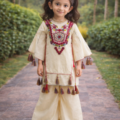 Pure Khadi Cottan With Real Mirror Work Top-Plazzo Ready To Wear OC-225