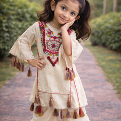 Pure Khadi Cottan With Real Mirror Work Top-Plazzo Ready To Wear OC-225