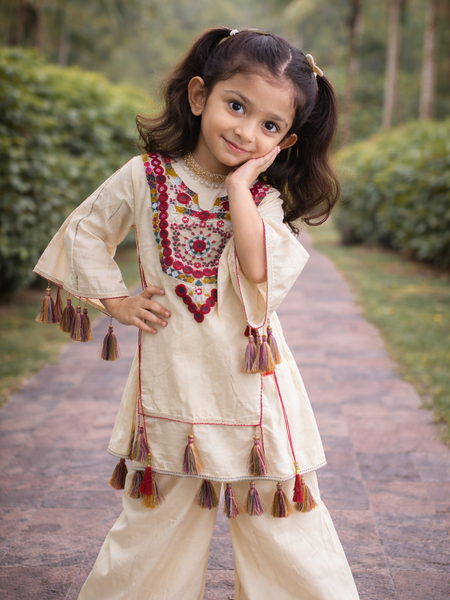 Pure Khadi Cottan With Real Mirror Work Top-Plazzo Ready To Wear OC-225