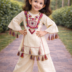 Pure Khadi Cottan With Real Mirror Work Top-Plazzo Ready To Wear OC-225