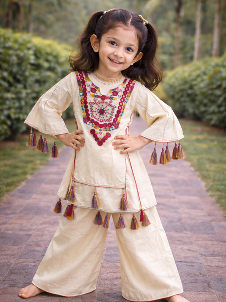 Pure Khadi Cottan With Real Mirror Work Top-Plazzo Ready To Wear OC-225