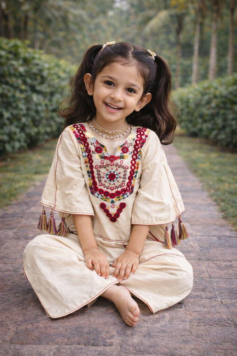 Pure Khadi Cottan With Real Mirror Work Top-Plazzo Ready To Wear OC-225