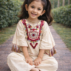 Pure Khadi Cottan With Real Mirror Work Top-Plazzo Ready To Wear OC-225
