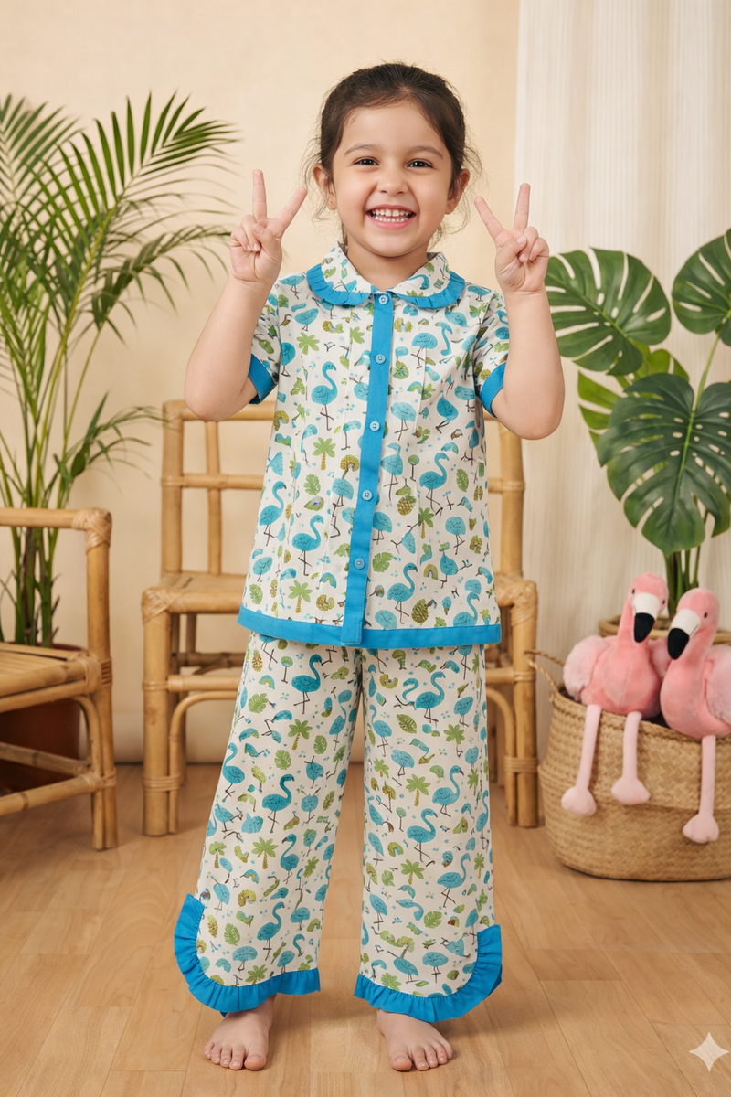 Cute Cotton Kids Night Suit for Girls | Soft & Comfortable Printed Sleepwear