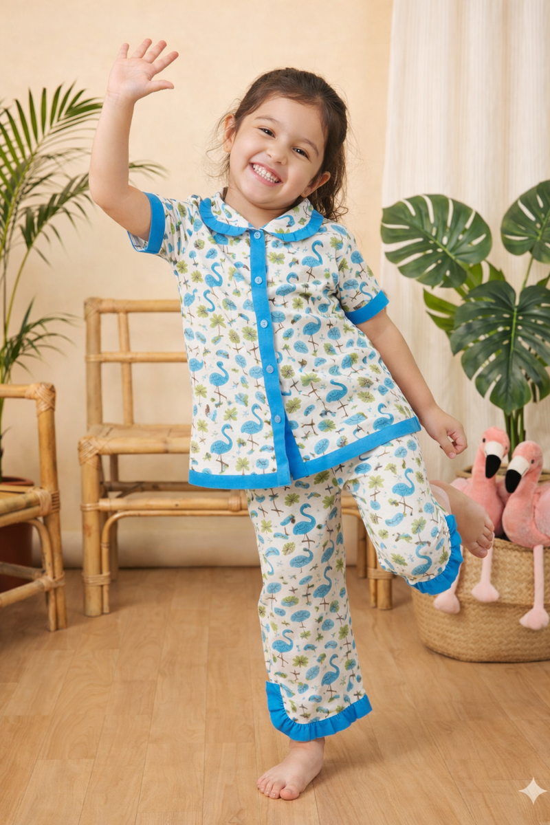 Cute Cotton Kids Night Suit for Girls | Soft & Comfortable Printed Sleepwear