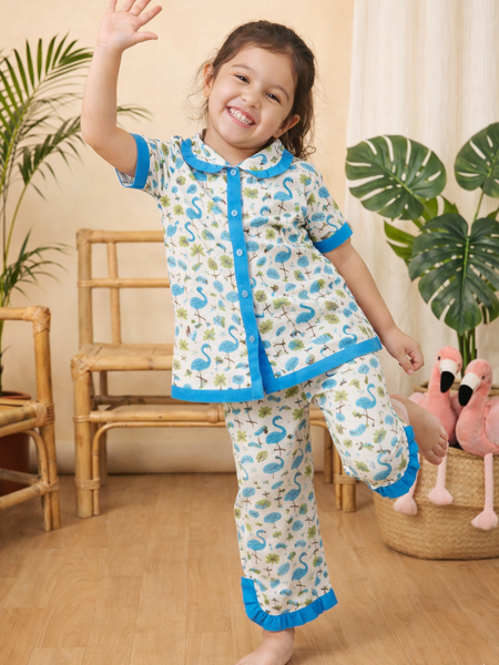 Cute Cotton Kids Night Suit for Girls | Soft & Comfortable Printed Sleepwear