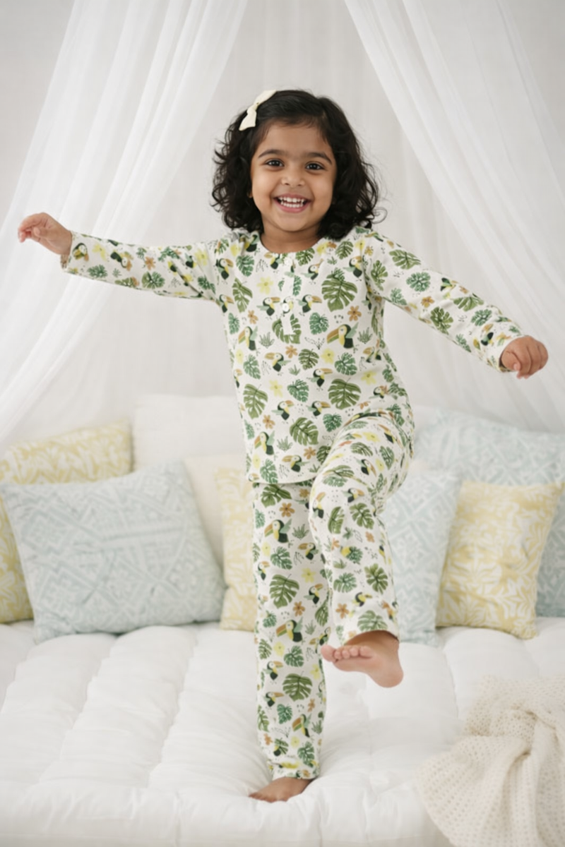 Premium Kids Night Suit Set | Soft Cotton Pajama for Girls | Cute Printed Sleepwear