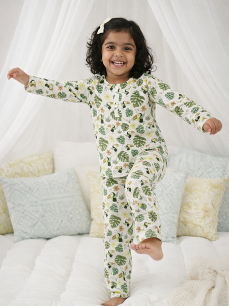 Premium Kids Night Suit Set | Soft Cotton Pajama for Girls | Cute Printed Sleepwear