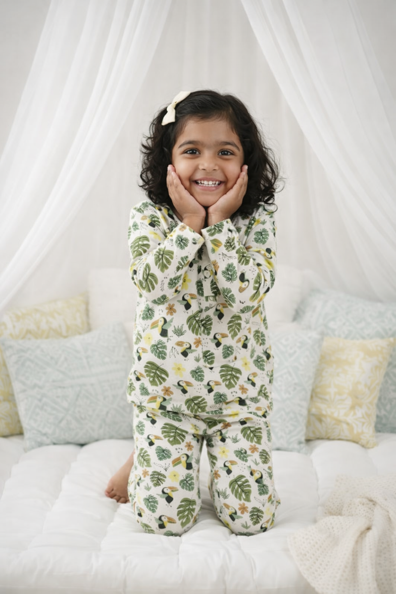 Premium Kids Night Suit Set | Soft Cotton Pajama for Girls | Cute Printed Sleepwear
