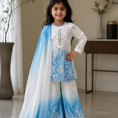 Premium Beautiful Kids Top Palazzo And Dupatta Set