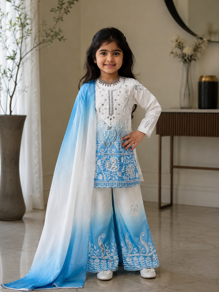 Premium Beautiful Kids Top Palazzo And Dupatta Set