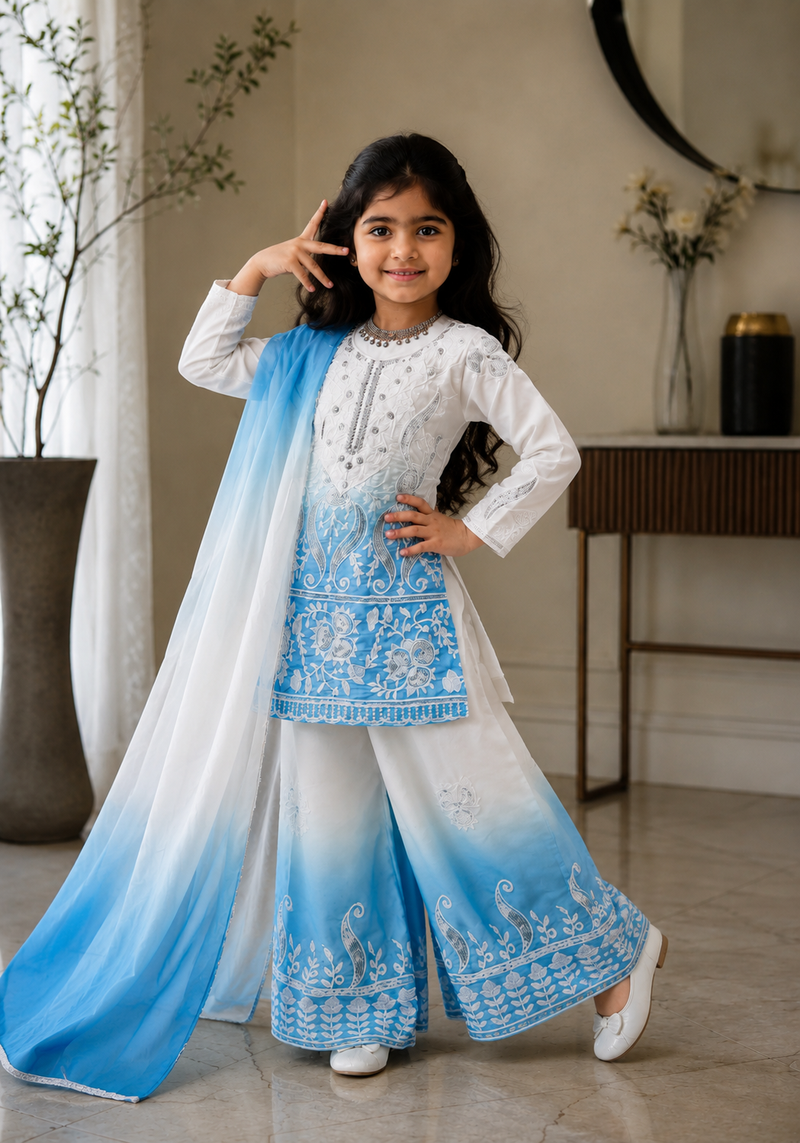 Premium Beautiful Kids Top Palazzo And Dupatta Set