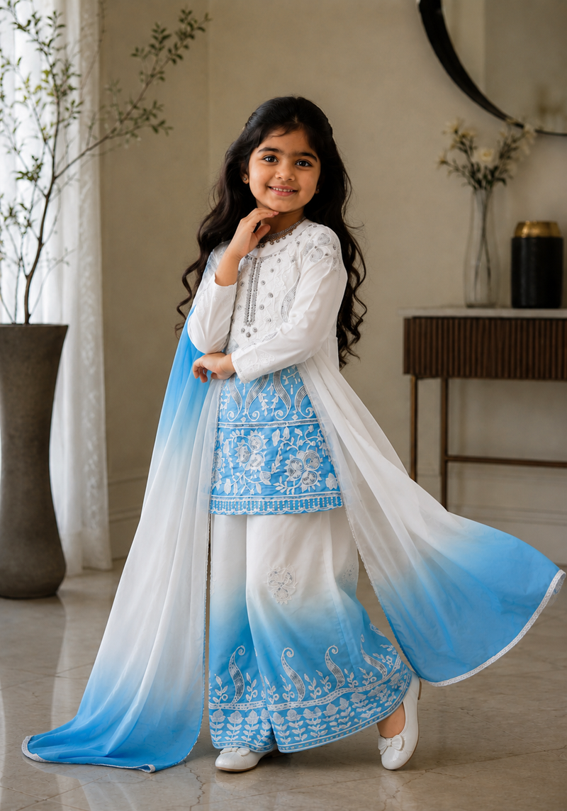 Premium Beautiful Kids Top Palazzo And Dupatta Set