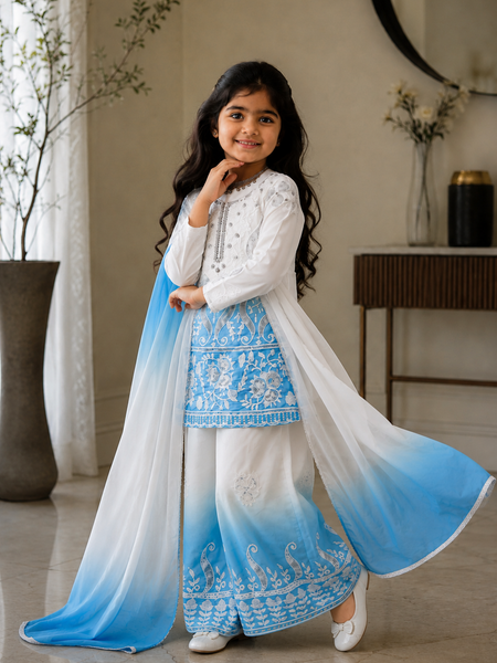 Premium Beautiful Kids Top Palazzo And Dupatta Set