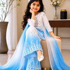 Premium Beautiful Kids Top Palazzo And Dupatta Set