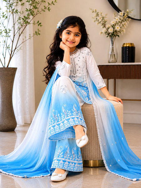 Premium Beautiful Kids Top Palazzo And Dupatta Set