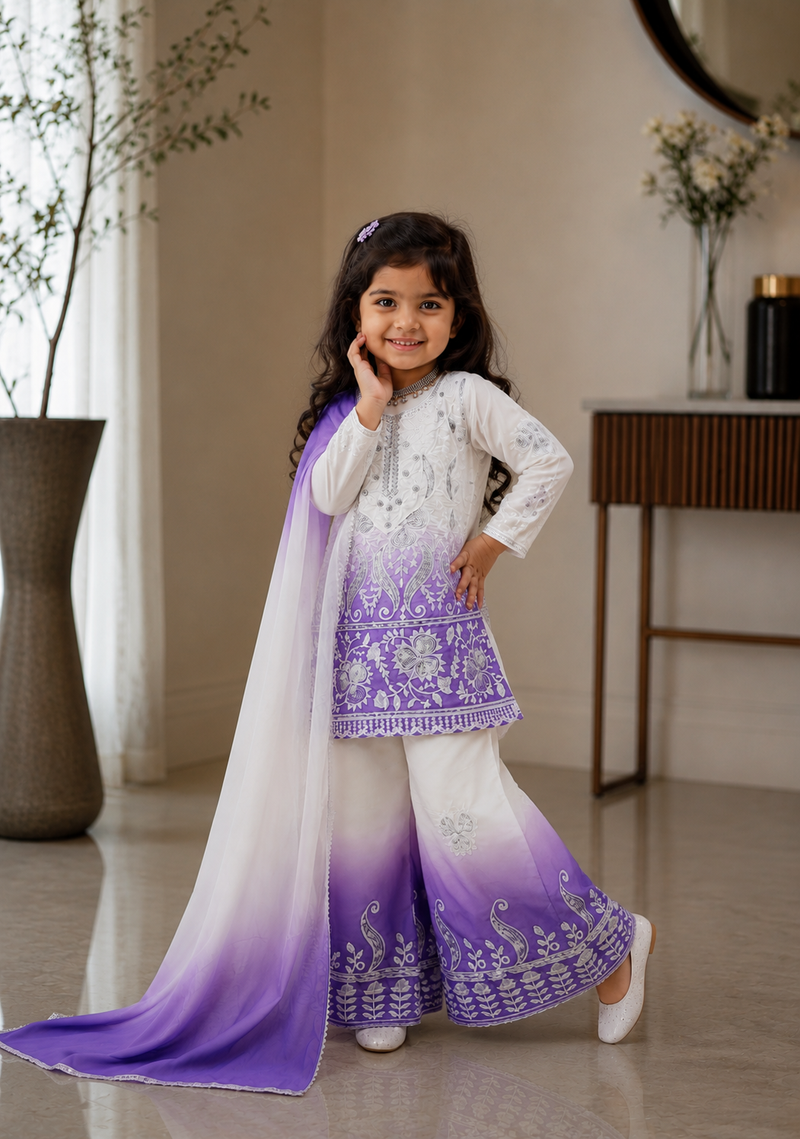 Premium Beautiful Kids Top Palazzo And Dupatta Set