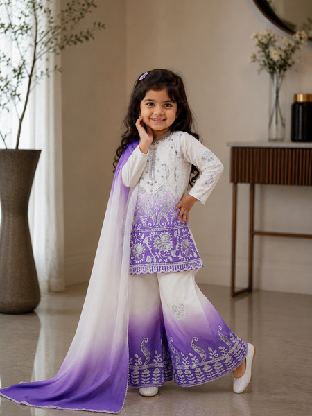 Premium Beautiful Kids Top Palazzo And Dupatta Set