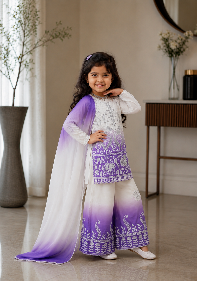Premium Beautiful Kids Top Palazzo And Dupatta Set
