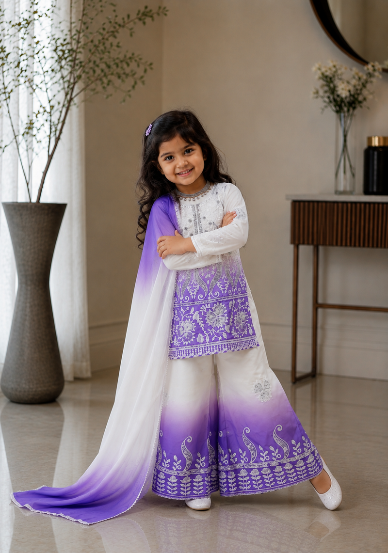 Premium Beautiful Kids Top Palazzo And Dupatta Set