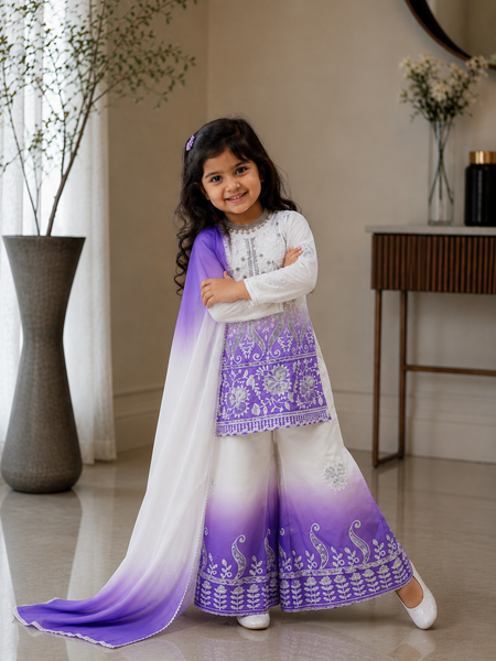 Premium Beautiful Kids Top Palazzo And Dupatta Set