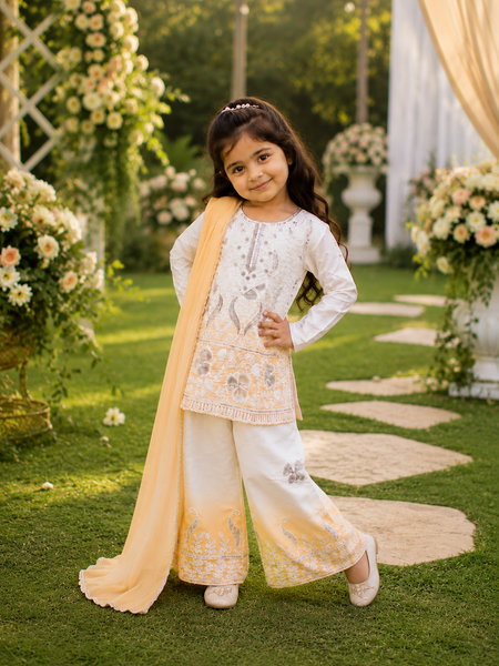 Premium Beautiful Kids Top Palazzo And Dupatta Set