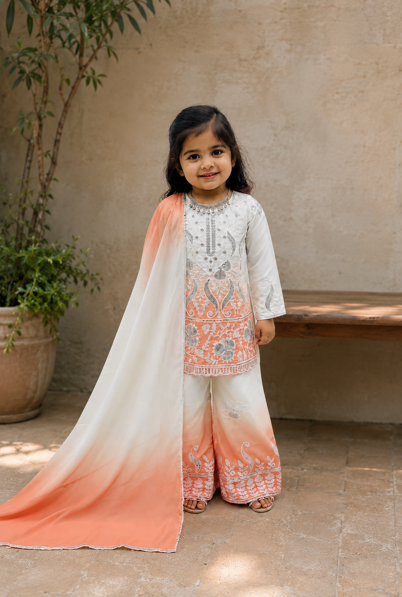 Premium Beautiful Kids Top Palazzo And Dupatta Set