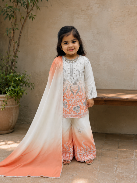 Premium Beautiful Kids Top Palazzo And Dupatta Set