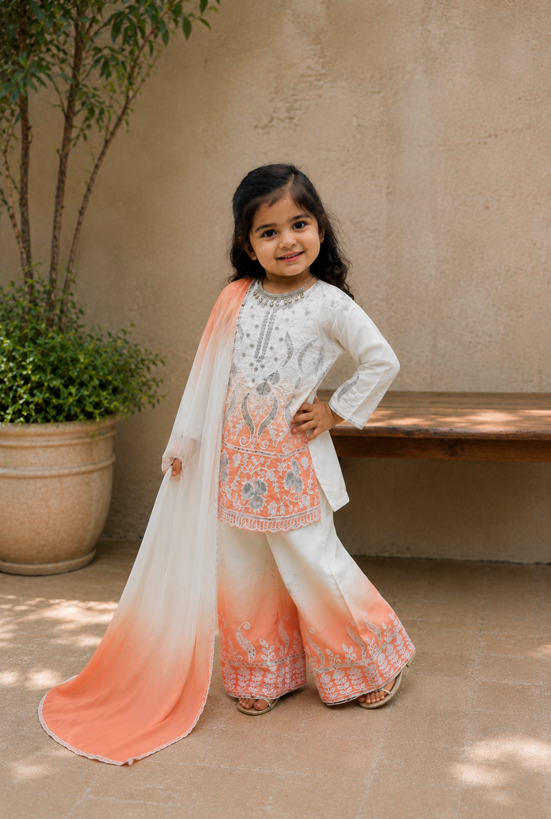 Premium Beautiful Kids Top Palazzo And Dupatta Set