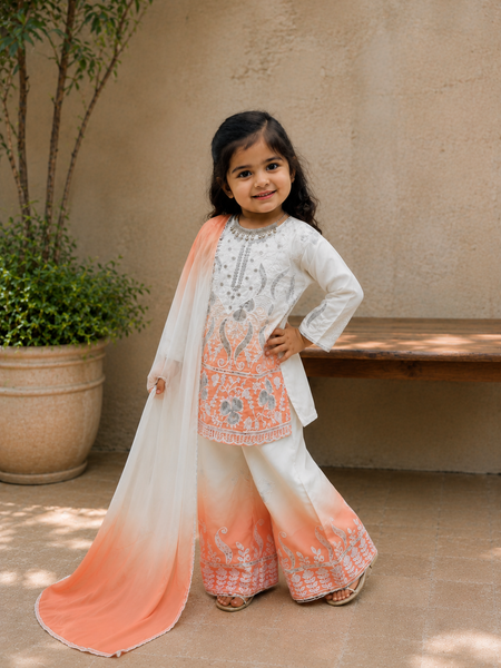Premium Beautiful Kids Top Palazzo And Dupatta Set