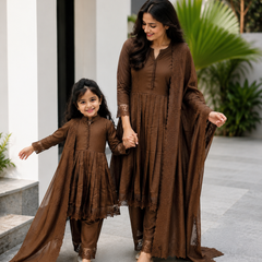 Premium Mom-Daughter Combo Top Gown And Dupatta Sets
