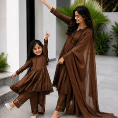 Premium Mom-Daughter Combo Top Gown And Dupatta Sets