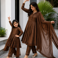 Premium Mom-Daughter Combo Top Gown And Dupatta Sets