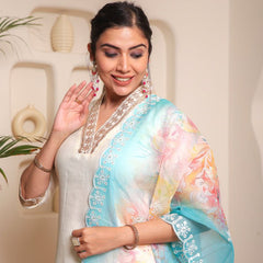 Aleena Chanderi Cotton Kurta Set with Printed Dupatta – by QueenVastra