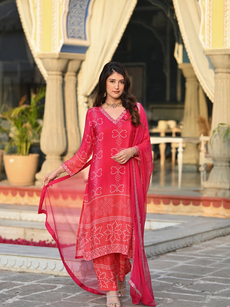 Ethereal Elegance – Silk Kurta Set with Attached Dupatta– by QueenVastra