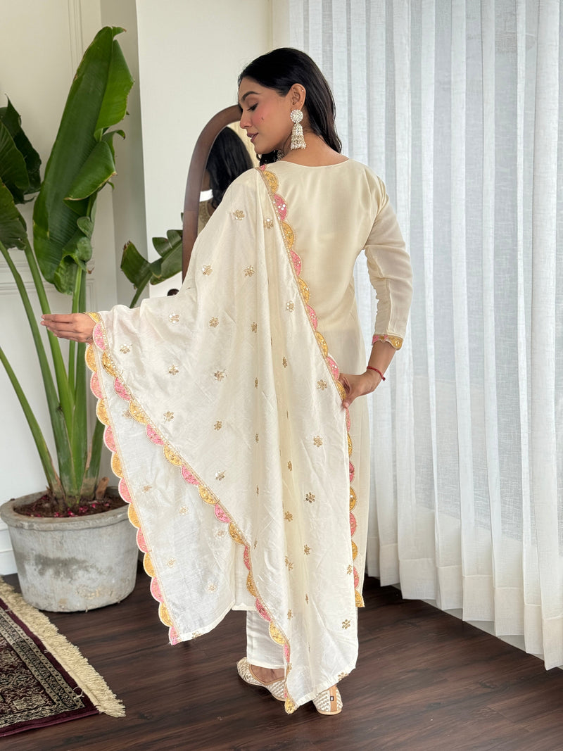 The QueenVastra Experience: Soft Chinnon Silk Kurti Set– by QueenVastra