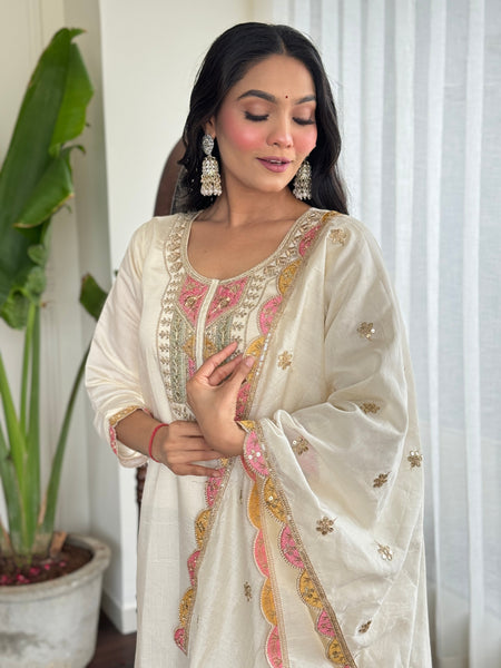 The QueenVastra Experience: Soft Chinnon Silk Kurti Set– by QueenVastra