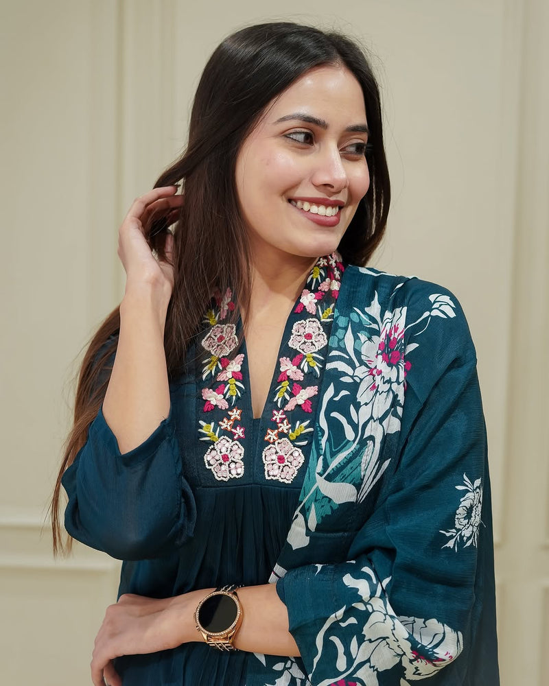 Flow With Grace – Anarkali Kurti Set by QueenVastra