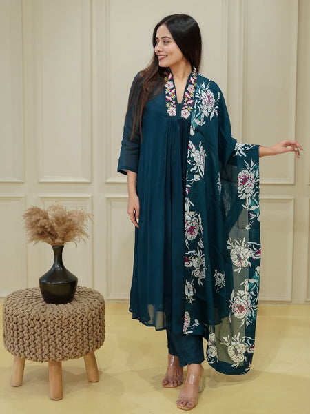 Flow With Grace – Anarkali Kurti Set by QueenVastra