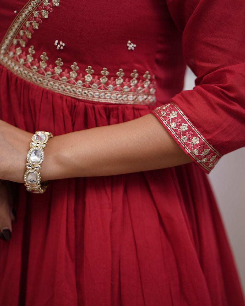 QueenVastra Embroidered Anarkali Set – Where Elegance Meets Ease
