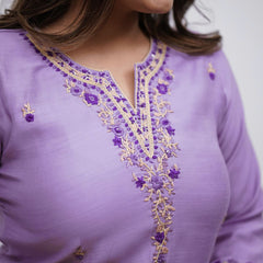 Embroidered Rayon Kurti Set with Printed Chanderi Dupatta– by QueenVastra